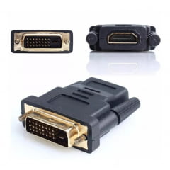 Conector Adaptador DVI D 24.1 F X HDMI Femea Banhado de Ouro - original