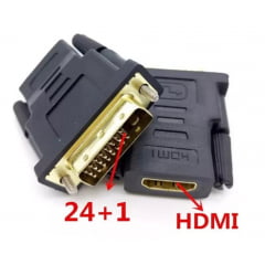 Conector Adaptador DVI D 24.1 F X HDMI Femea Banhado de Ouro - original
