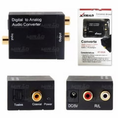 Conversor Óptico Toslink e Coaxial Digital para Rca - XT5528