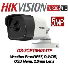 Câmera Hikvision DS-2CE16H0T-ITF bullet 5 MP, OSD menu, 2D DNR, DWDR, lente 2,8mm