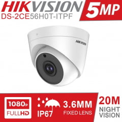 Câmera Hikvision bullet DS-2CE16H0T-ITF 5 MP, OSD menu, 2D DNR, DWDR, lente 3,6mm