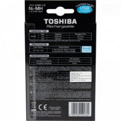 Carregador de Pilha USB p/2 pilhas AA/AAA min.2.000 mAh c/2 pilhas TOSHIBA