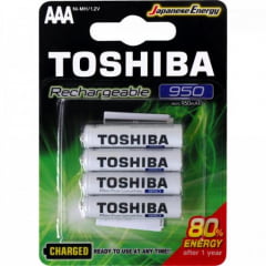 Pilha Recarregável AAA 1,2V 950mAh TNH3GAE TOSHIBA (Cartela com 4 unid.)