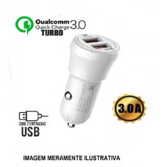 CARREGADOR VEICULAR UNIVERSAL TURBO 2 USB 3.0A QC 3.0 UCV-Q230WH