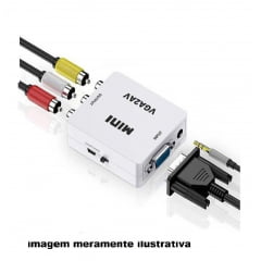 CONVERSOR VGA PARA AV RCA COM ALIMENTACAO USB 1080P BRANCO