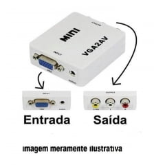 CONVERSOR VGA PARA AV RCA COM ALIMENTACAO USB 1080P BRANCO