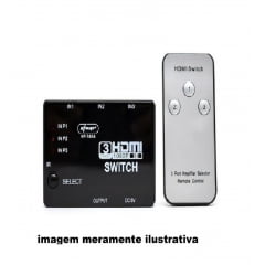 ADAPTADOR SWITCH HDMI 3X1 FULL HD C/ CONTROLE REMOTO