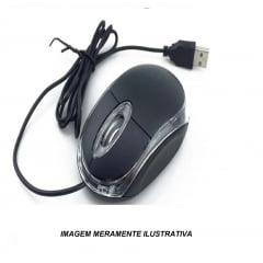 MOUSE ÓPTICO USB COM FIO PRETO BARATO | MOUSES