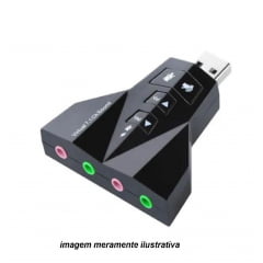 PLACA DE SOM USB 7.1 CANAIS ADAPTADOR DE AUDIO MIC COM 4 P2