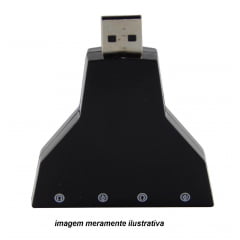 PLACA DE SOM USB 7.1 CANAIS ADAPTADOR DE AUDIO MIC COM 4 P2