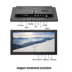 TELA MONITOR PAINEL LCD 10.1 CONTROLE HDMI VGA USB CARRO MP5