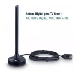 Antena Digital Aquário 5 Em 1 Vhf Uhf Fm Hdtv 4k Dtv-100p