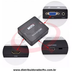 ADAPTADOR DE VGA PARA HDMI CONVERSOR COM AUDIO ALIMENTAÇÃO USB