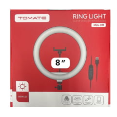 Ring Light 8" Tomate OR-PL08 MLG-091 com Suporte Celular Iluminação LED de Mesa Ring Light 8" Tomate OR-PL08 MLG-091 com Suporte Celular Iluminação LED de Mesa
