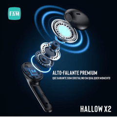 TM01 Fone de Ouvido Bluetooth 5.1 TWS Premium Wireless com Luz LED