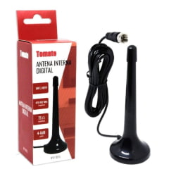 Antena TV Digital Interna Tomate MTV-3015 HDTV UHF VHF 4 a 6 dBi com Cabo 3m Original