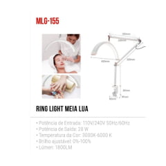 Luminária LED Meio Lua 20W Tomate MLG-155 3000K a 6000K Bivolt Alta Iluminação