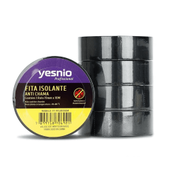 Fita Isolante Antichama YESNIO 19mm x 10m Preta FT-PIS381910M