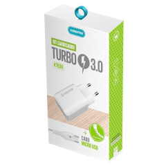 Carregador Turbo 3.0 - kit Micro USB - Original Kimaster KT638 [Acompanha Fonte e Cabo]