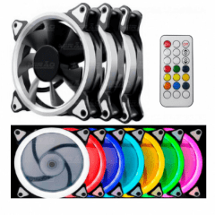 3 Unidades de Coolers 120mm + Fita LED + Controle Troca Cor Dex - DX-123L