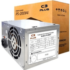 Fonte ATX 200W Bivolt sem Cabo C3Tech - PS-200V4