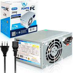 Fonte ATX 200W Sata 24 Pinos Bivolt Manual com Cabo de Alimentação KNUP - KP-517
