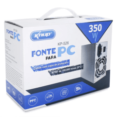 Fonte ATX 350W Bivolt Manual para Computador Knup - KP-526
