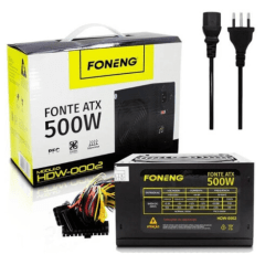 Fonte ATX 500W Para PC Bivolt Manual com Cabo De Alimentação - HDW-0002 6G