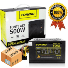 Fonte ATX 500W Para PC Bivolt Manual com Cabo De Alimentação - HDW-0002 (caixa 10 UNIDADES)