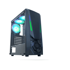 Gabinete Gamer K-MEX Jaeger I LED RGB Lateral em Vidro Temperado Preto - CG-01TJ