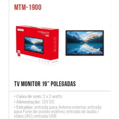 TV Portátil 19 Pol Tomate MTN-1900 Monitor LED HD Entrada HDMI USB Alta Qualidade