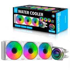 Water Cooler p/ Processador Intel AMD Branco 3 Fans Led RGB HOOPSON - CL-240B