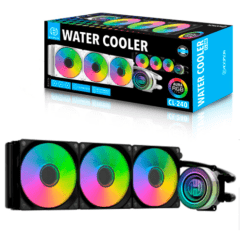 Water Cooler p/ Processador Intel AMD Preto 3 Fans Led RGB HOOPSON - CL-240P