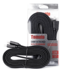 Cabo HDMI 2.0 Flat 3 Metros 4K ARC 3D Tomate MHD-4003 Alta Velocidade