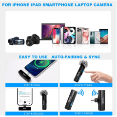 Microfone BOYA Boyalink A1 Sem Fio para Vlogging e Entrevistas