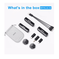 Microfone BOYA Boyalink A2 Lapela Sem Fio para iPhone Android e Câmera