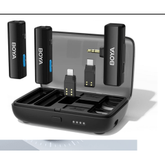 Microfone BOYA Boyalink Lapela Sem Fio Duplo com Case de Recarga