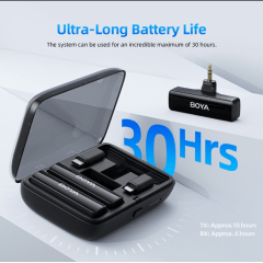 Microfone BOYA Boyalink Lapela Sem Fio Duplo com Case de Recarga