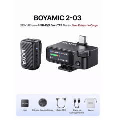 Microfone BOYA BOYAMIC 2-03 Sem Fio Profissional 2.4GHz