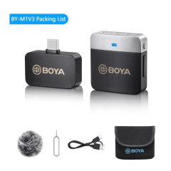 Microfone BOYA BY-M1V3 USB-C Sem Fio 2.4GHz para Celular, Câmera e PC