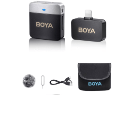 Microfone BOYA BY-M1V5 Lightning Sem Fio 2.4GHz para Celular, Câmera e PC