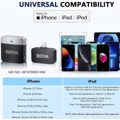 Microfone BOYA BY-M1V5 Lightning Sem Fio 2.4