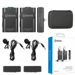Microfone BOYA BY-WM4 Pro-K4 Lapela Duplo Sem Fio Lightning para iPhone