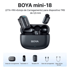 Microfone BOYA Mini-18 Sem Fio 100m IA 3.5mm para Câmera DSLR