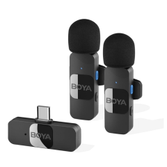 Microfone de Lapela BOYA BY-V20 Wireless USB-C Duplo 2 Mics