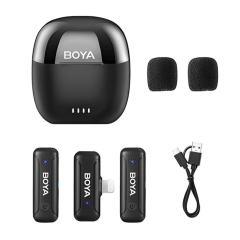 Microfone de Lapela BOYA BY-WM3T-D2 Sem Fio Lightning 2TX+1RX