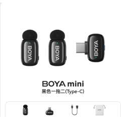 Microfone de Lapela BOYA Mini Duplo Wireless USB-C 2 Microfones