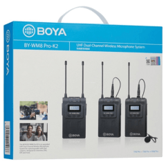 Microfone de Lapela Duplo Sem Fio BOYA BY-WM8 Pro-K2 UHF Profissional