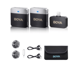 Microfone Sem Fio BOYA BY-M1V6P para iPhone Lapela 2.4G Preto