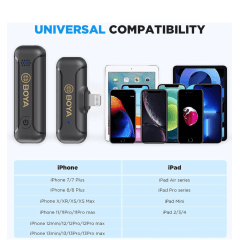 Microfone Sem Fio Boya BY-WM3T2-D1 Wireless Lavalier para iOS